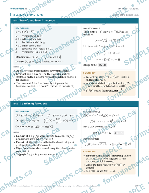 Math 30-1 Formula Sheet & Study Notes | Alberta Diploma Prep