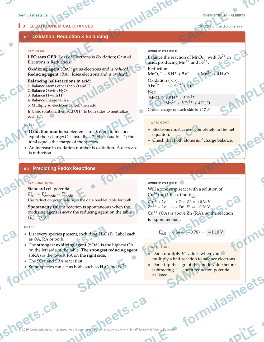 Chemistry 30 Study Guide: Formulas, Notes & Worked Examples