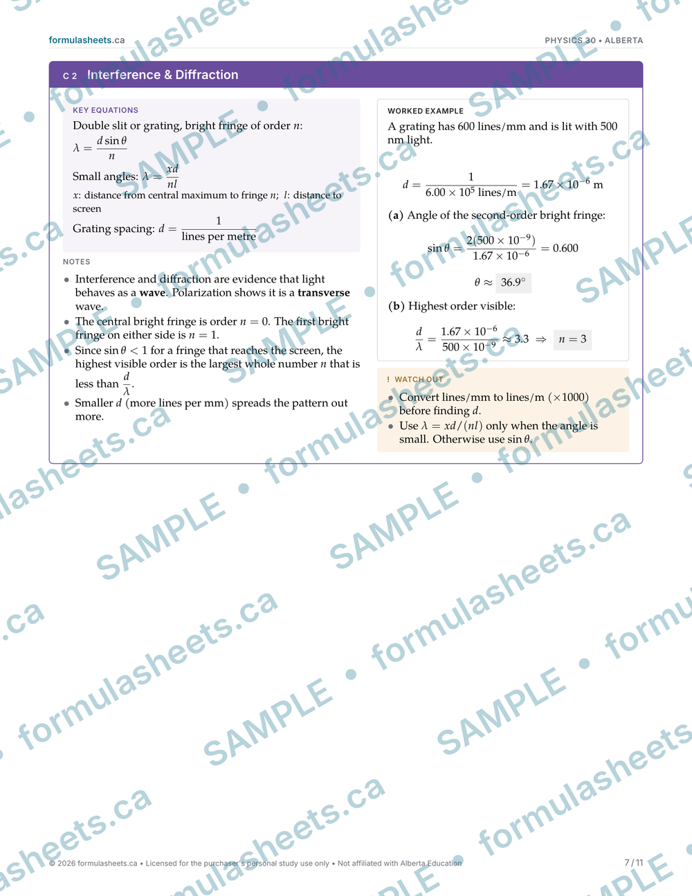 Physics 30 Study Guide: Formulas, Notes & Worked Examples